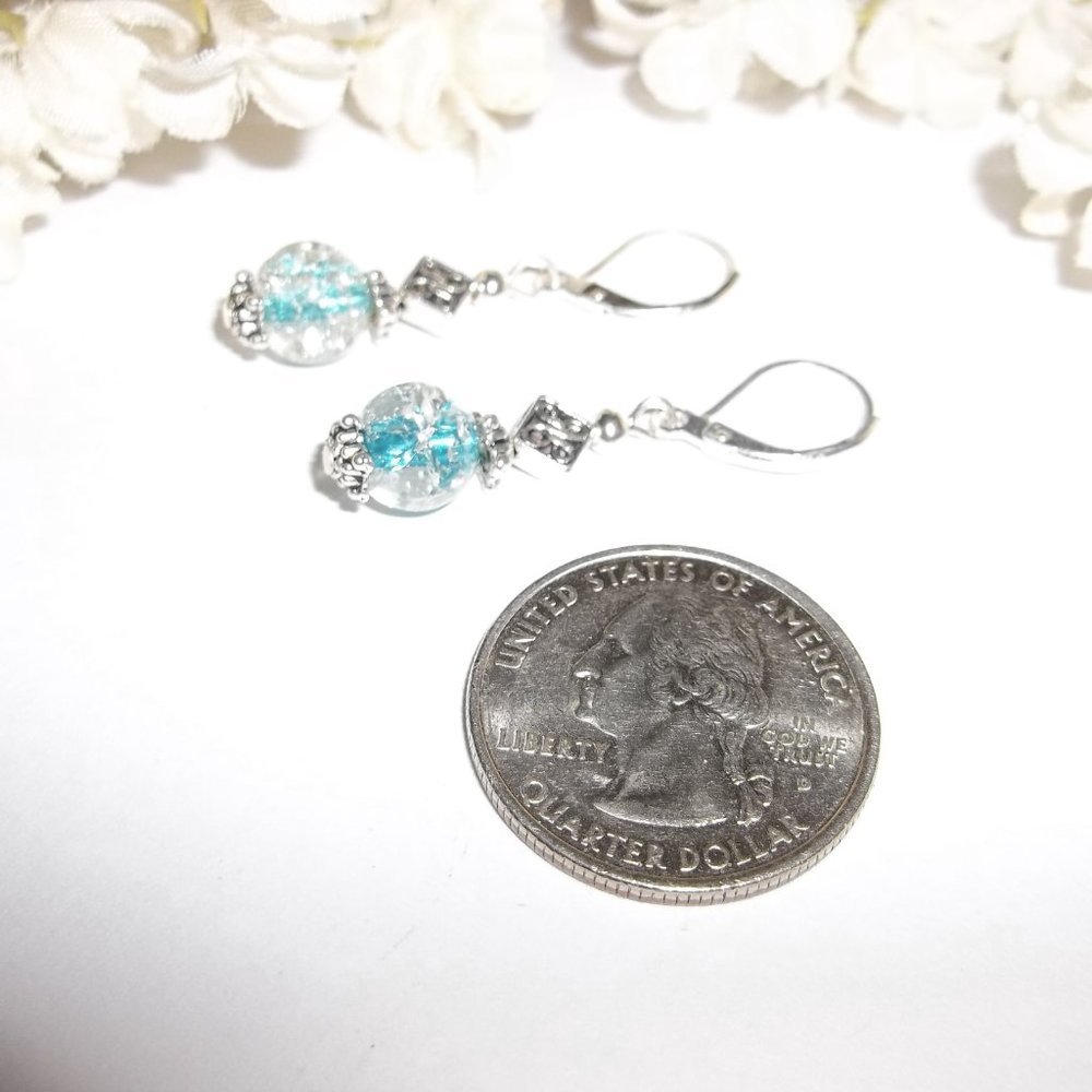 Turquoise Blue Beaded Earring Set Dangle Drop 5432 - Picture 5 of 7